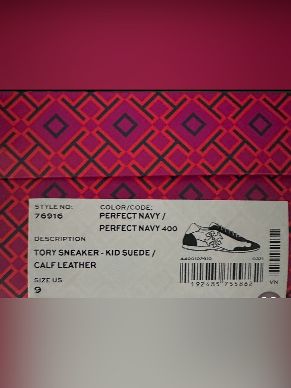 Tory Burch Perfect Navy Suede & Leather Sneakers - Picture 3 of 8